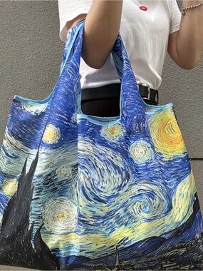 Blue Starry Night Printed Tote Bag